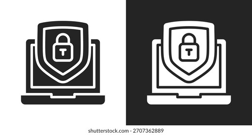 Icono De Seguridad Cibernética En Blanco Y Negro Estilo Glifo