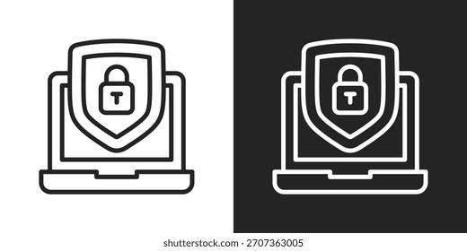 Icono De Seguridad Cibernética En Blanco Y Negro Estilo De Contorno