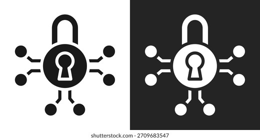 Icono De Seguridad Cibernética En Blanco Y Negro Estilo Glifo