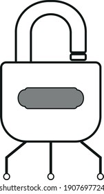 Cyber security icon. Closed padlock on digital circuit board. Safety concept. Digital data protection.