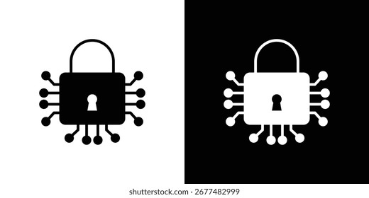 Coleção de ícones de segurança virtual. Ilustração de vetor preenchido em preto e branco.