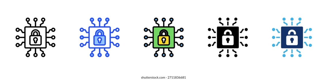Colección de íconos de seguridad cibernética con múltiples estilos