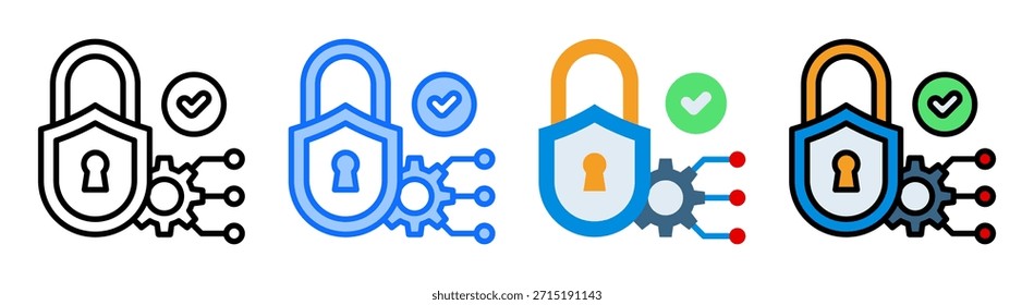 Conjunto de Colección de íconos de seguridad cibernética Estilo múltiple