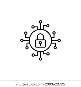 Icono de ciberseguridad. Concepto de seguridad con candado y puntos. Aislado sobre fondo blanco. Símbolo de aplicación o elemento de interfaz de usuario.