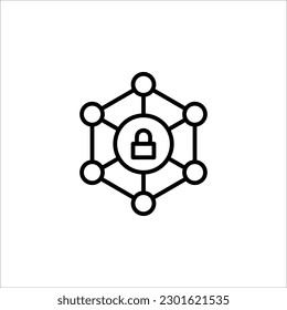 Symbol für Cybersicherheit. Sicherheitskonzept mit Vorhängeschloss und Punkten. Einzeln auf weißem Hintergrund. Symbol oder UI-Element der App.