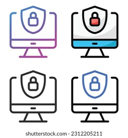 Cyber security icon design in four variation color