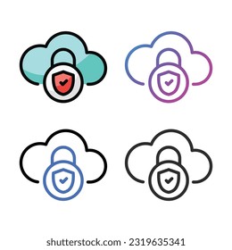 Cyber security icon design in four variation color