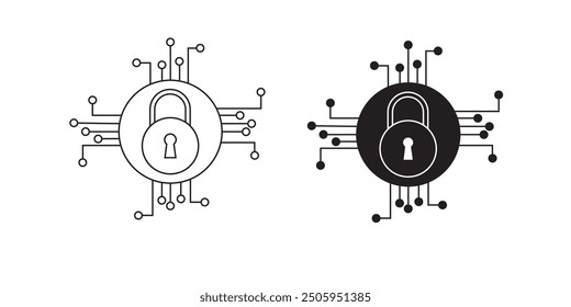 diseño de ícono de seguridad cibernética, gráfico de Ilustración vectorial Logotipo de seguridad Tecnología de Internet de velocidad de ícono de escudo de inteligencia artificial.