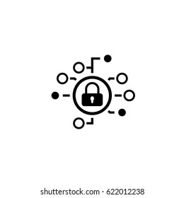 Cyber Security Icon. Flat Design. Security concept with a padlock and a points. Isolated Illustration. App Symbol or UI element.