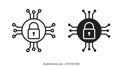 Icono de seguridad cibernética. Colección de estilo plano y de trazo. símbolo simple