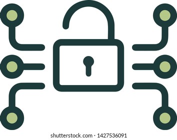 Cyber security icon flat style illustration isolated on white background