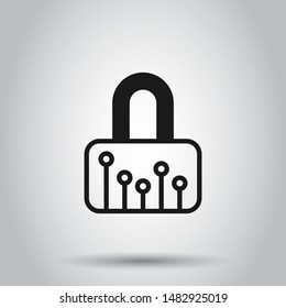 Cyber security icon in flat style. Padlock locked vector illustration on isolated background. Closed password business concept.