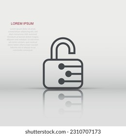 Cyber security icon in flat style. Padlock locked vector illustration on white isolated background. Closed password business concept.