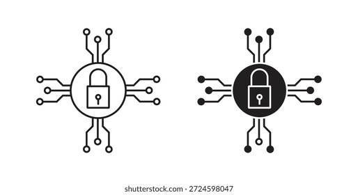 Glifo de icono de seguridad cibernética y concepto de símbolo de línea delgada.