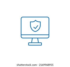 Cyber security icon. Isolated laptop cyber security icon line style. Premium quality vector symbol drawing concept for your logo web mobile app UI design.