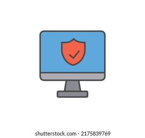 Cyber security icon. Isolated laptop cyber security icon line style. Premium quality vector symbol drawing concept for your logo web mobile app UI design.