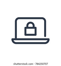 Cyber security icon. Isolated laptop and cyber security icon line style. Premium quality vector symbol drawing concept for your logo web mobile app UI design.