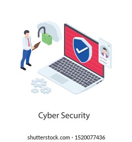 
Cyber security icon in isometric design.
