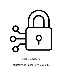 icono de ciberseguridad. Diseño De Estilo De Arte De Línea Aislado En Fondo Blanco