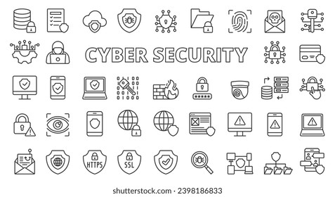 Cyber security icon line design. Cyber, IT security, technology, cybersecurity, vector illustrations. Cyber security editable stroke icon