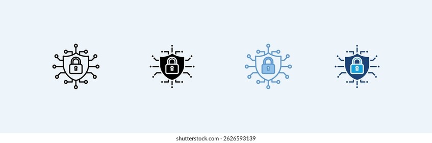 Cyber Security icon line glyph blue illustration concept
