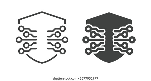 Symbol für Cybersicherheit. Symbol für durchgezogene Linien und Symbole. Perfektes Pixel einzeln auf weißem Hintergrund. Vektorgrafik