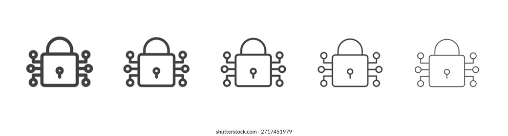 Icono de seguridad cibernética en el concepto de trazos lineales