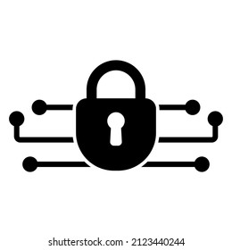 Cyber security icon with a lock in the center, web connection lock.
