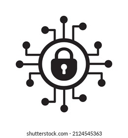 Cyber security icon with a lock in the center, web connection lock.