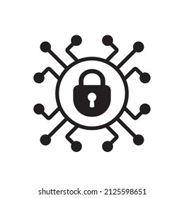 Cyber security icon with a lock in the center, web connection lock.