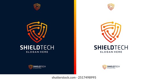 Cyber security icon logo. Shield tech logo design template. Security logo for privacy data protection.