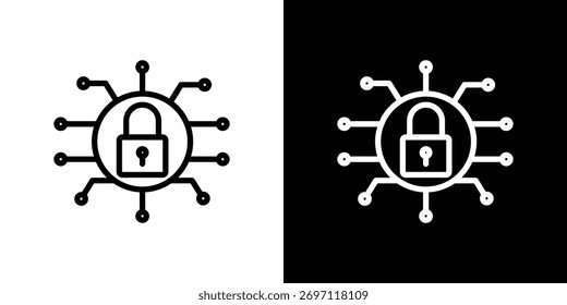 Logotipo del icono de la seguridad cibernética. Ilustración vectorial. Ilustración EPS.