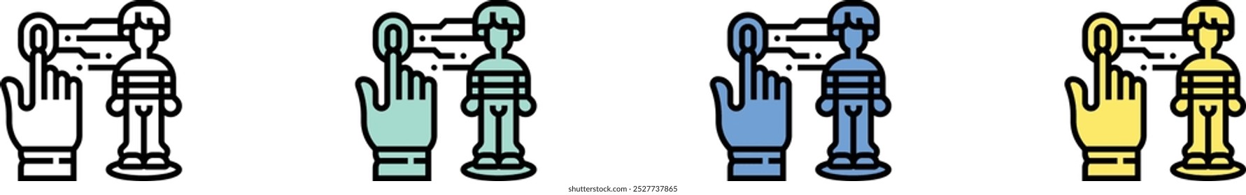 cyber security icon. Outline, Green, Blue and Yellow Style Design Isolated On White Background