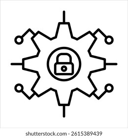 cyber security icon in outline style vector illustration