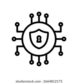 Icono de seguridad cibernética Esquema Ilustración vectorial