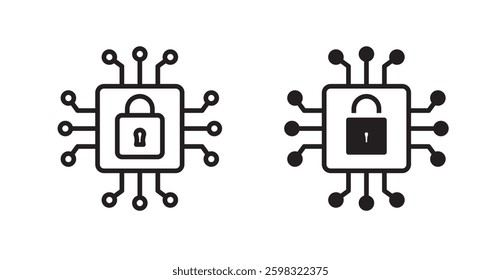 Cyber security icon outlined icon vector collection.