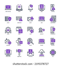 Cyber Security icon pack for your website design, logo, app, UI. Cyber Security icon mix line and solid design. Vector graphics illustration and editable stroke.