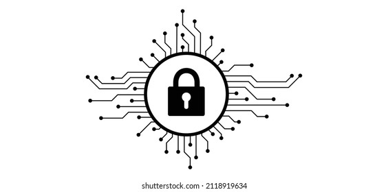 Cyber security icon or pictogram. technology data. For chip and process.  Input or output. Hybrid war and warfare, DDoS attack. Cyber war. Hackers, criminals.  login and password. Digital key. pwned