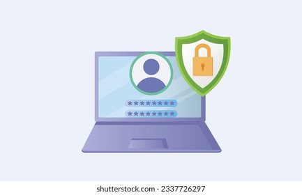 icono de ciberseguridad, proteger al usuario de datos, privacidad de acceso de inicio de sesión, acceso a información de seguridad, desbloquear perfil social.en fondo blanco.Ilustración de diseño de vectores.