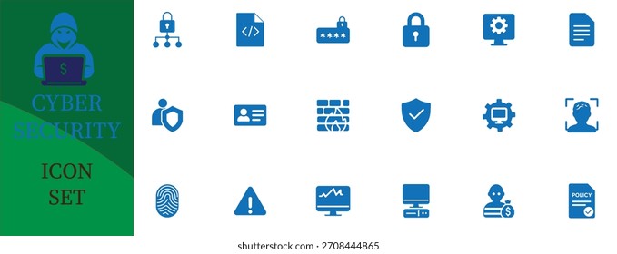 Conjunto de iconos de seguridad cibernética: una Colección de privacidad, protección de datos, bloqueo digital, seguridad de red y más. Ilustración vectorial · Fácilmente Editable y Recolorable