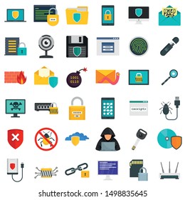 Cyber Security Icon Set. Flat Set Of Cyber Security Vector Icons For Web Design