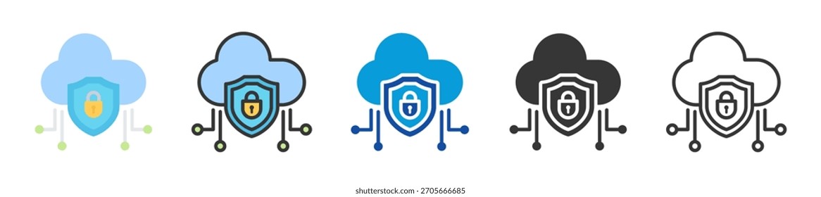Conjunto de iconos de seguridad cibernética Estilo múltiple Varias colecciones