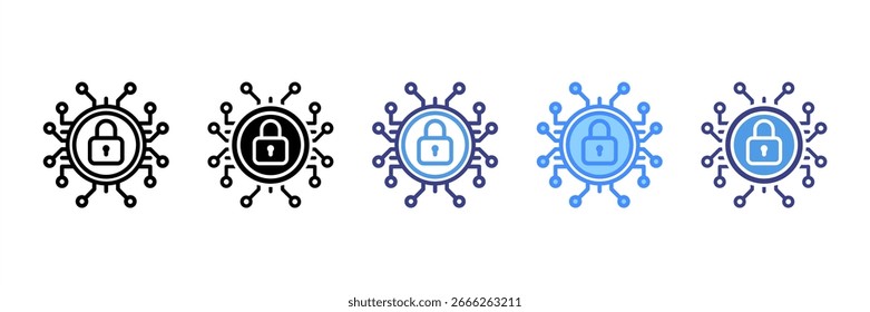 Cyber Security icon set multiple style collection