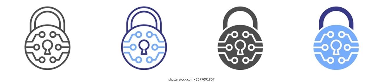 ícone de segurança cibernética definir vários estilos