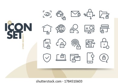 Juego de iconos de ciberseguridad. signo, icono, datos, protección, contraseña, símbolo, seguridad, vector, seguro.