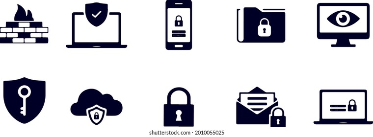 Cyber Security Icon Set vector design 