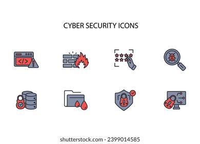 Cyber security icon set.vector.Editable stroke.linear style sign for use web design,logo.Symbol illustration.