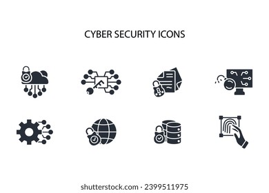 Cyber security icon set.vector.Editable stroke.linear style sign for use web design,logo.Symbol illustration.