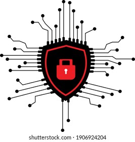 Cyber Security Icon. Shield Security Lock. Vector Illustration. Shield and Lock icon.