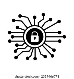 Cyber security icon. Shield with lock. Vector illustration